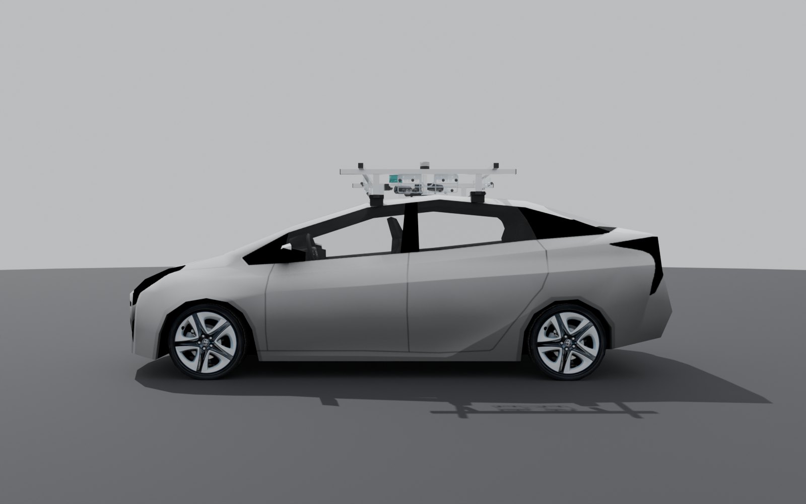 Left side view of the car with the roof rig